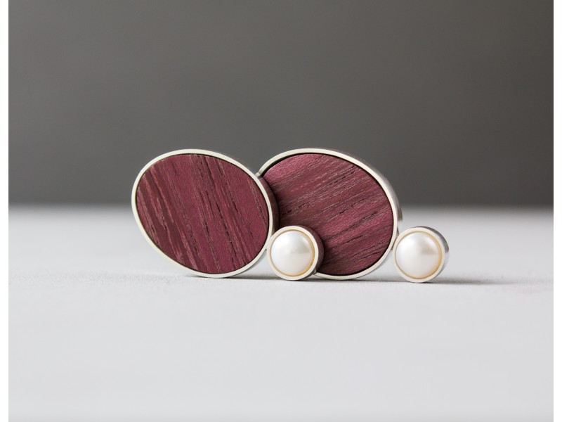 Purple wood earrings